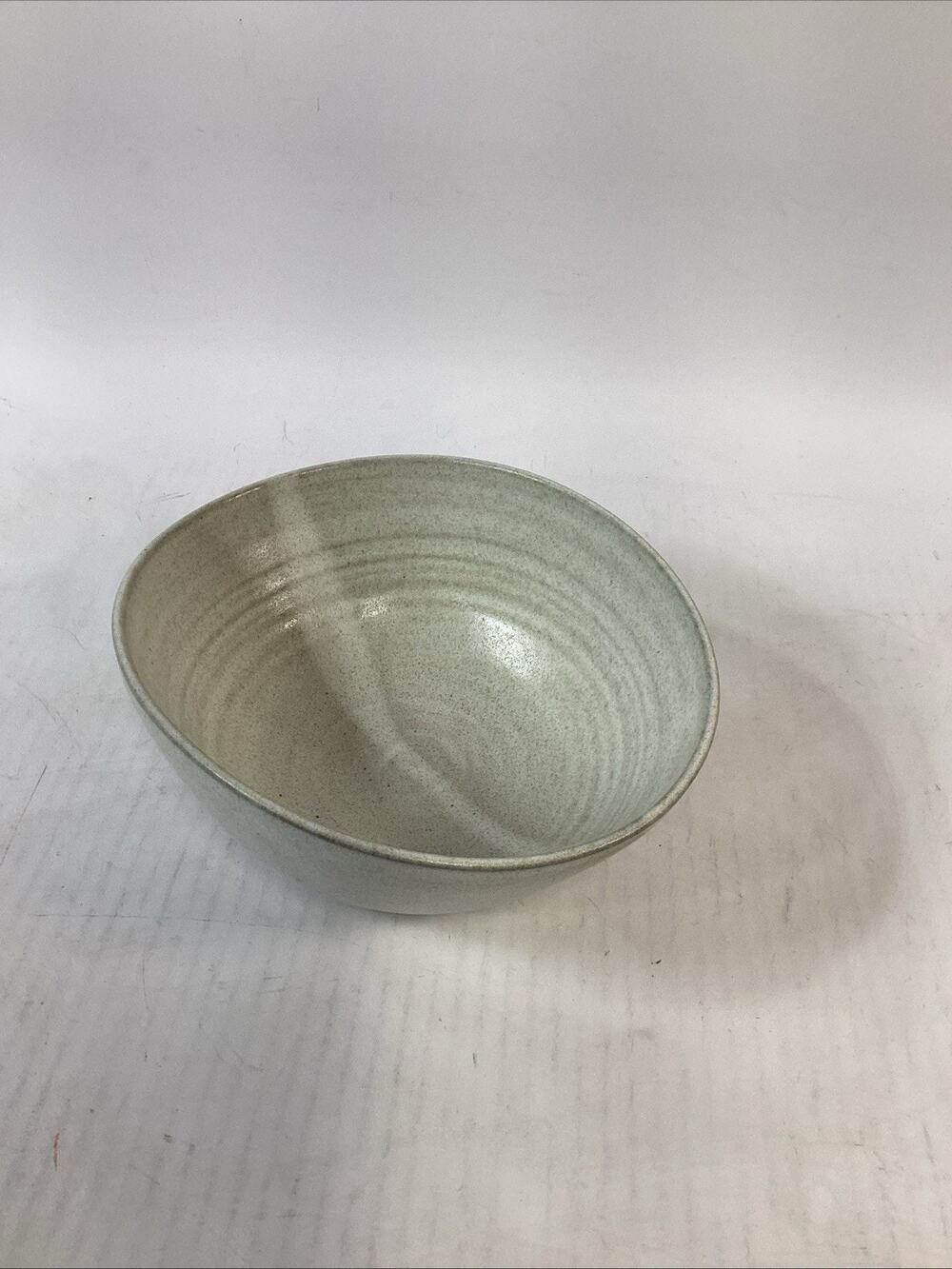 Vintage Speckled White Glazed Bowl - 9x7.5x3.5”